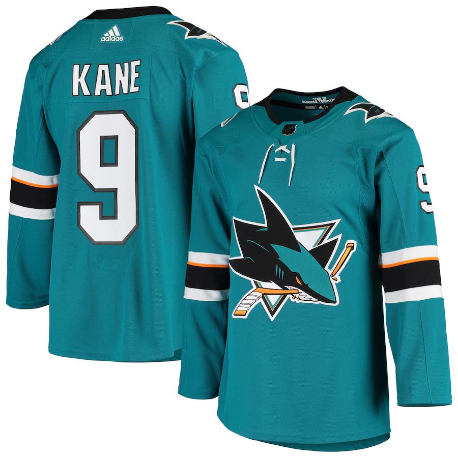 Men San Jose Sharks #9 Evander Kane adidas Teal Home Authentic Player NHL Jersey